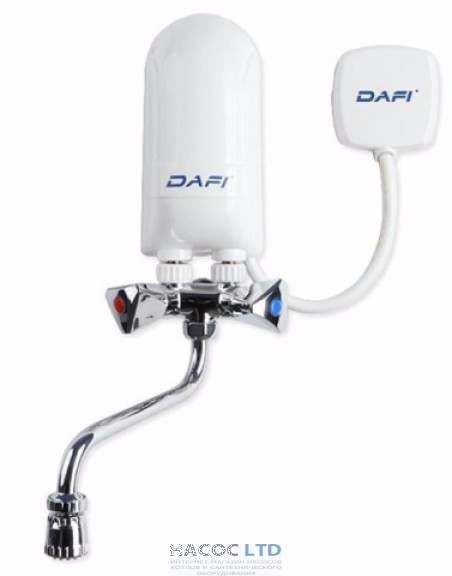 Проточный водонагреватель DAFI с металическим-хромированным смесителем 3,7 кВт