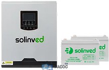 Инвертор Solinved 2.4 кВт + 2 гелевых аккумулятора по 100Ah Комплект «Эконом»